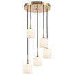 Woodbridge Lighting Chelsea 5-Light Opal Glass & Steel Cluster Pendant in Brass