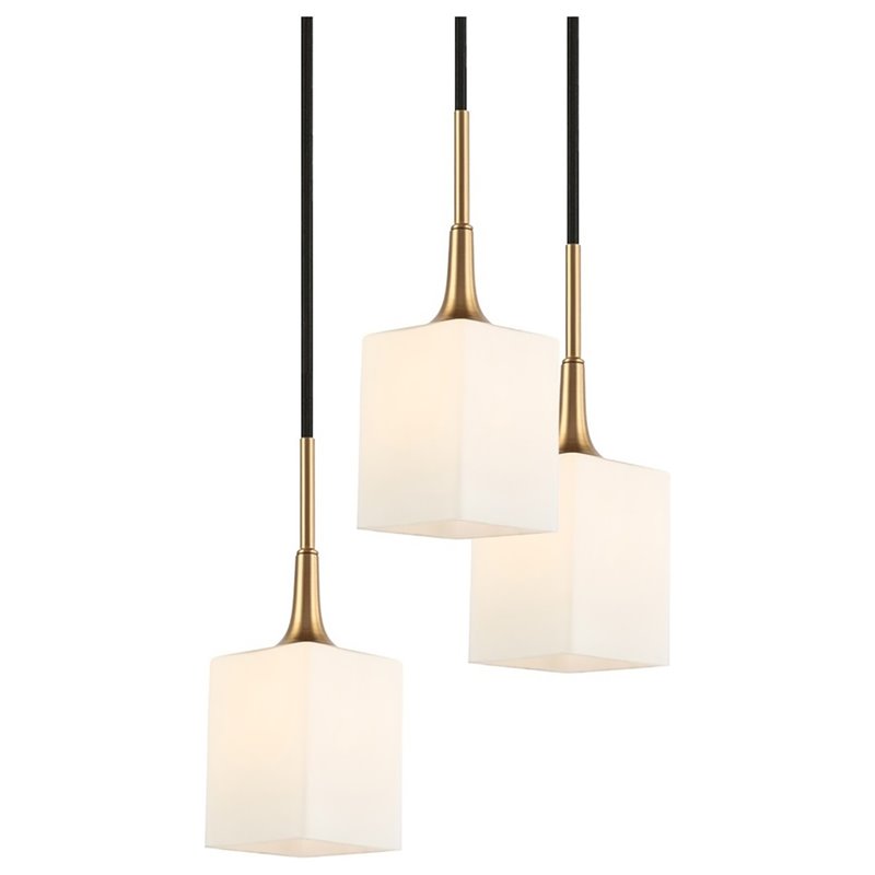 Woodbridge Lighting Chelsea 5-Light Glass & Steel Cluster Pendant in Brass