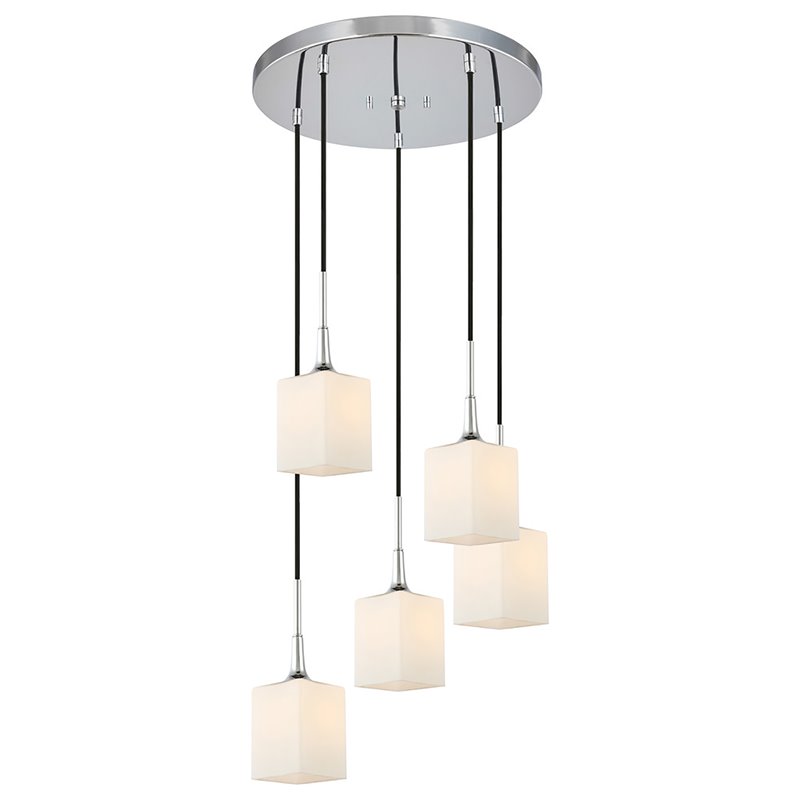 Woodbridge Lighting Chelsea 5-Light Glass & Steel Cluster Pendant in Chrome