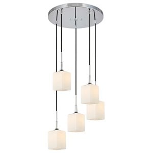 Woodbridge Lighting Chelsea 5-Light Glass & Steel Cluster Pendant in Chrome