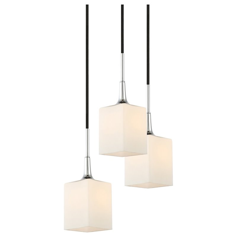 Woodbridge Lighting Chelsea 5-Light Glass Cluster Pendant in Chrome/Bronze