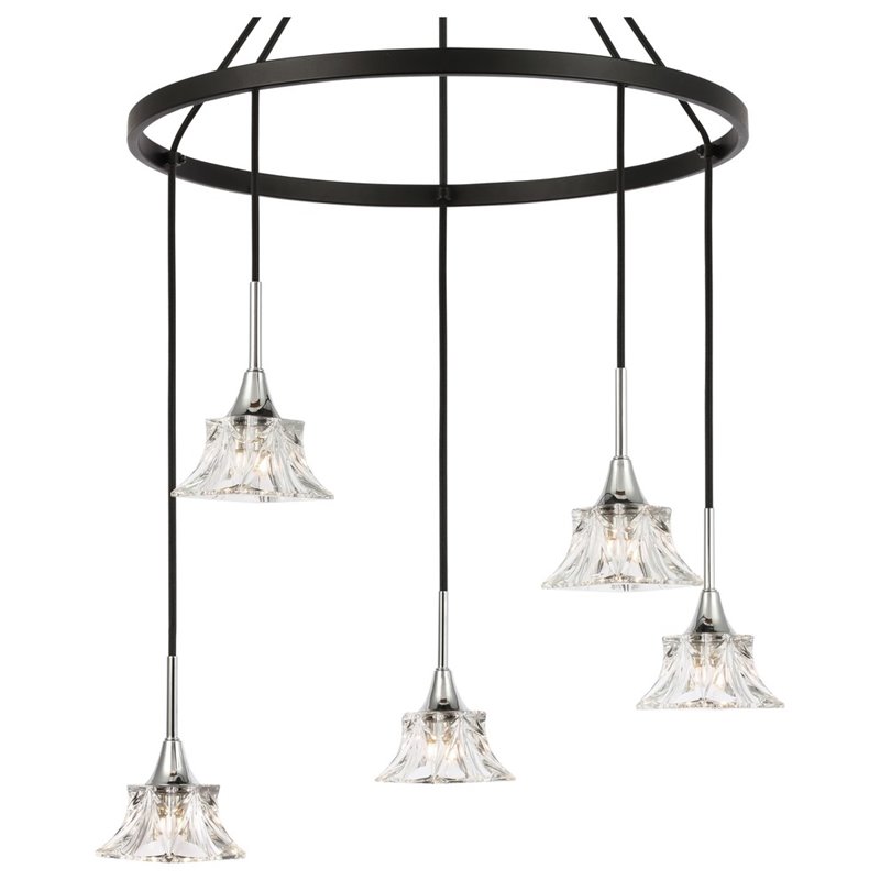 Woodbridge Lighting Christina 5-Light Glass & Steel Chandelier in Chrome/Bronze