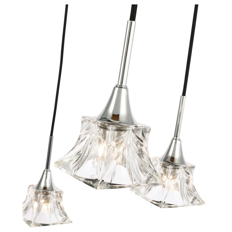 Woodbridge Lighting Christina 5-Light Glass & Steel Chandelier in Chrome/Bronze
