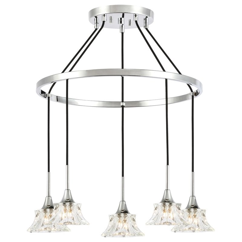 Woodbridge Lighting Christina 5-Light Glass & Steel Chandelier in Chrome