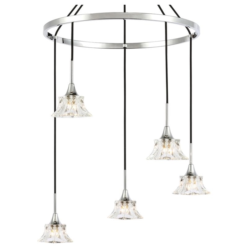 Woodbridge Lighting Christina 5-Light Glass & Steel Chandelier in Chrome