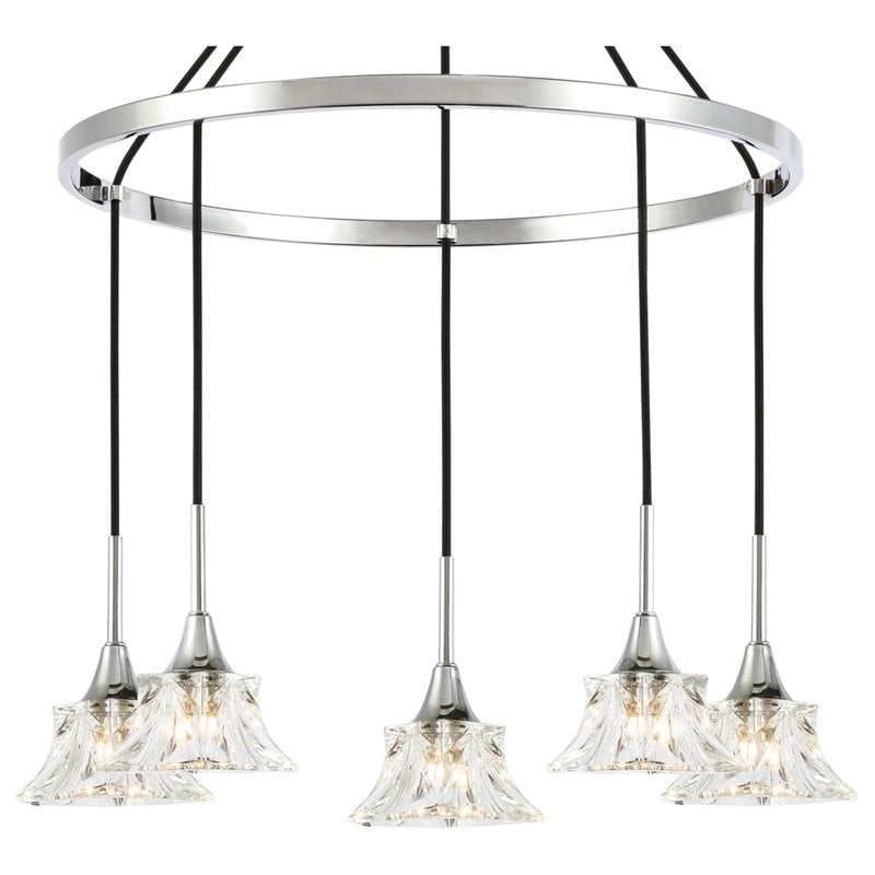 Woodbridge Lighting Christina 5-Light Glass & Steel Chandelier in Chrome