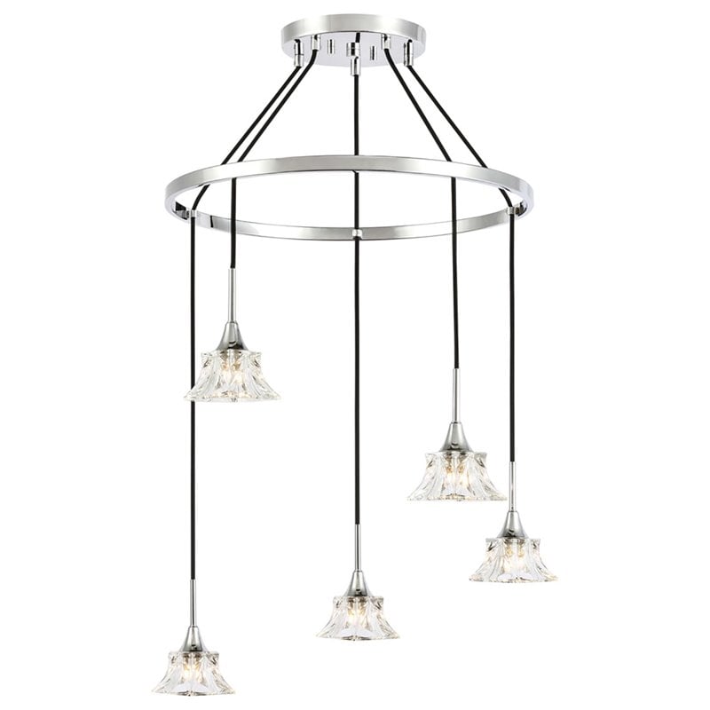 Woodbridge Lighting Christina 5-Light Glass & Steel Chandelier in Chrome