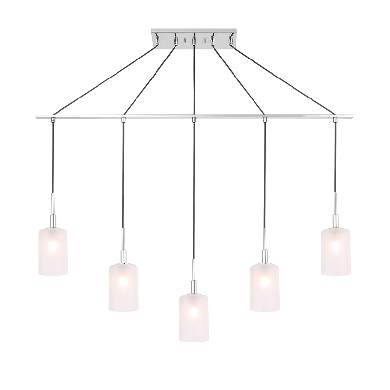 Woodbridge Lighting Elise 5-Light Opal Glass & Steel Linear Pendant in Chrome