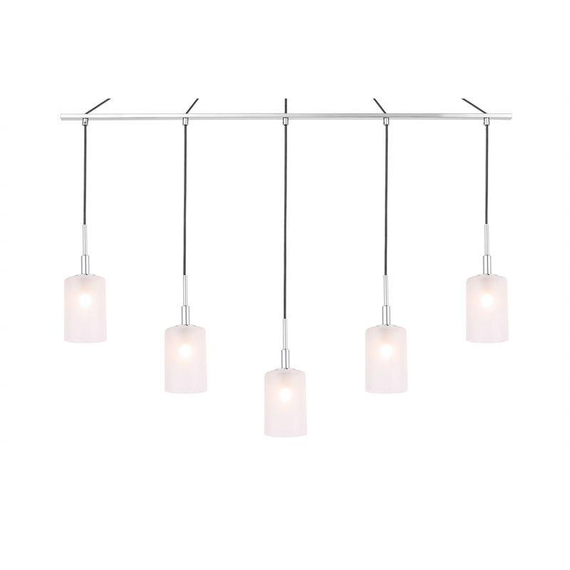 Woodbridge Lighting Elise 5-Light Opal Glass & Steel Linear Pendant in Chrome