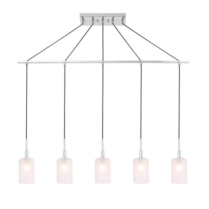 Woodbridge Lighting Elise 5-Light Opal Glass & Steel Linear Pendant in Chrome