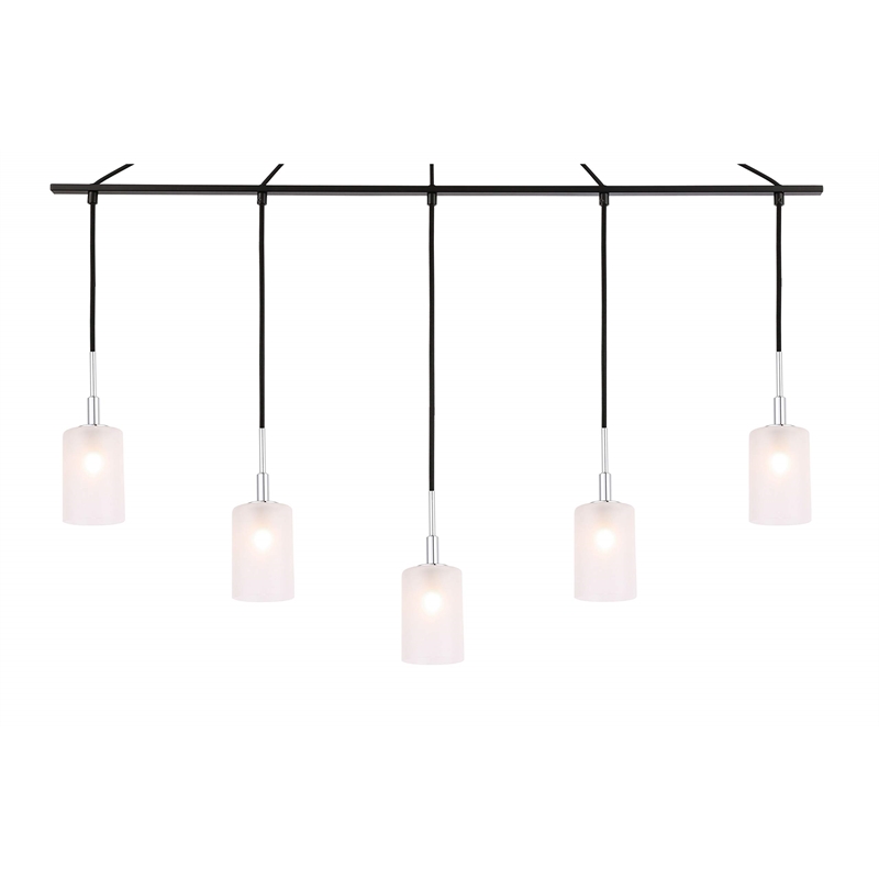 Woodbridge Lighting Elise 5-Light Opal Glass Linear Pendant in Chrome/Bronze