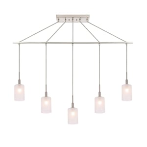Woodbridge Lighting Elise 5-Light Opal Glass Linear Pendant in Satin Nickel
