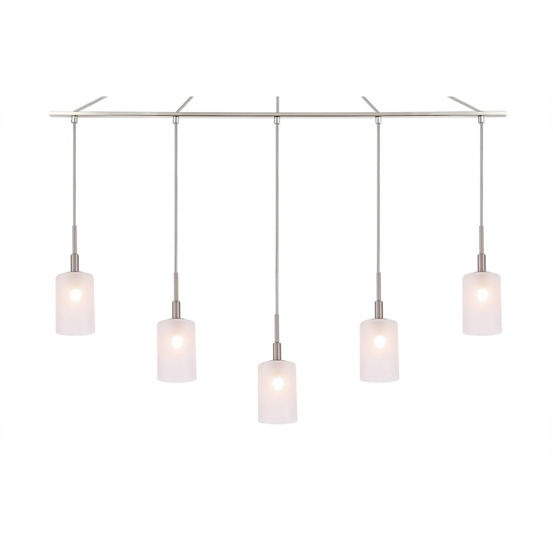 Woodbridge Lighting Elise 5-Light Opal Glass Linear Pendant in Satin Nickel