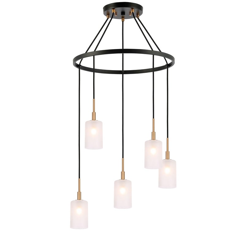 Woodbridge Lighting Elise 5-Light Opal Glass & Steel Chandelier in Brass/Bronze
