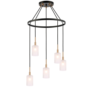 Woodbridge Lighting Elise 5-Light Opal Glass & Steel Chandelier in Brass/Bronze