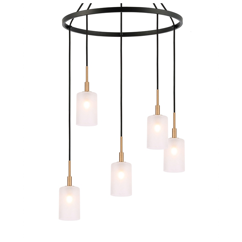 Woodbridge Lighting Elise 5-Light Opal Glass & Steel Chandelier in Brass/Bronze