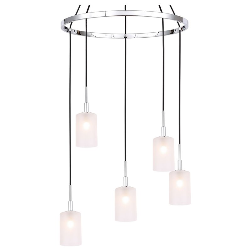 Woodbridge Lighting Elise 5-Light Opal Glass & Steel Chandelier in Chrome
