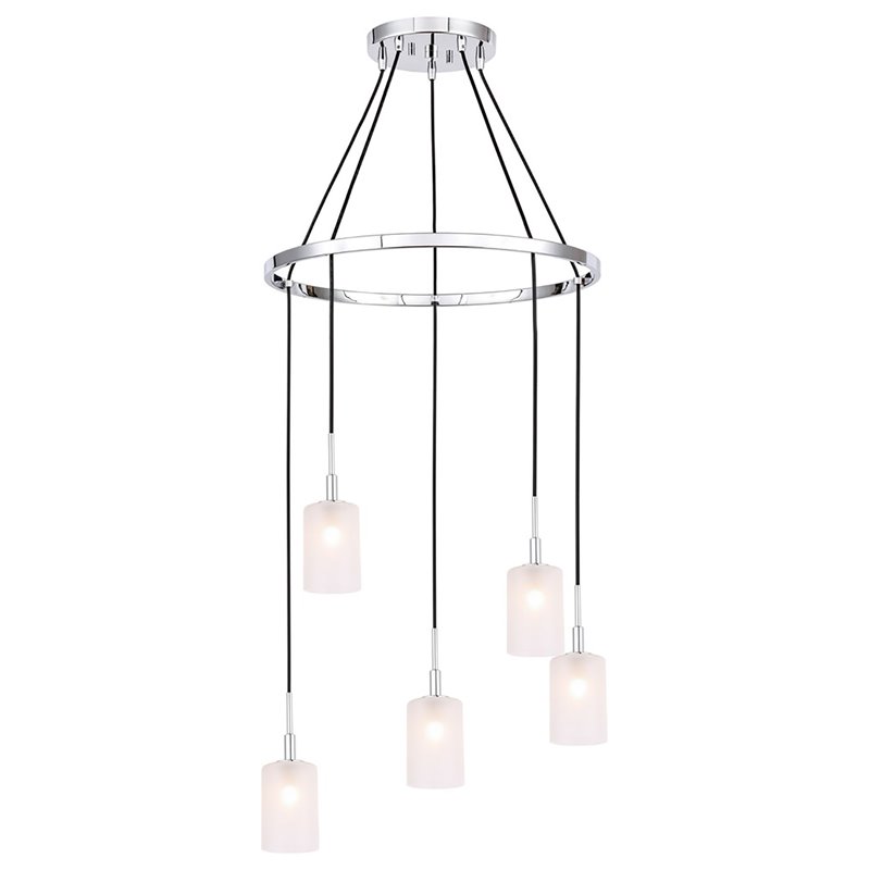 Woodbridge Lighting Elise 5-Light Opal Glass & Steel Chandelier in Chrome