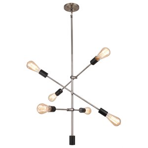 Woodbridge Lighting Reese 6-Light Metal Pendant Chandelier in Antique Nickel