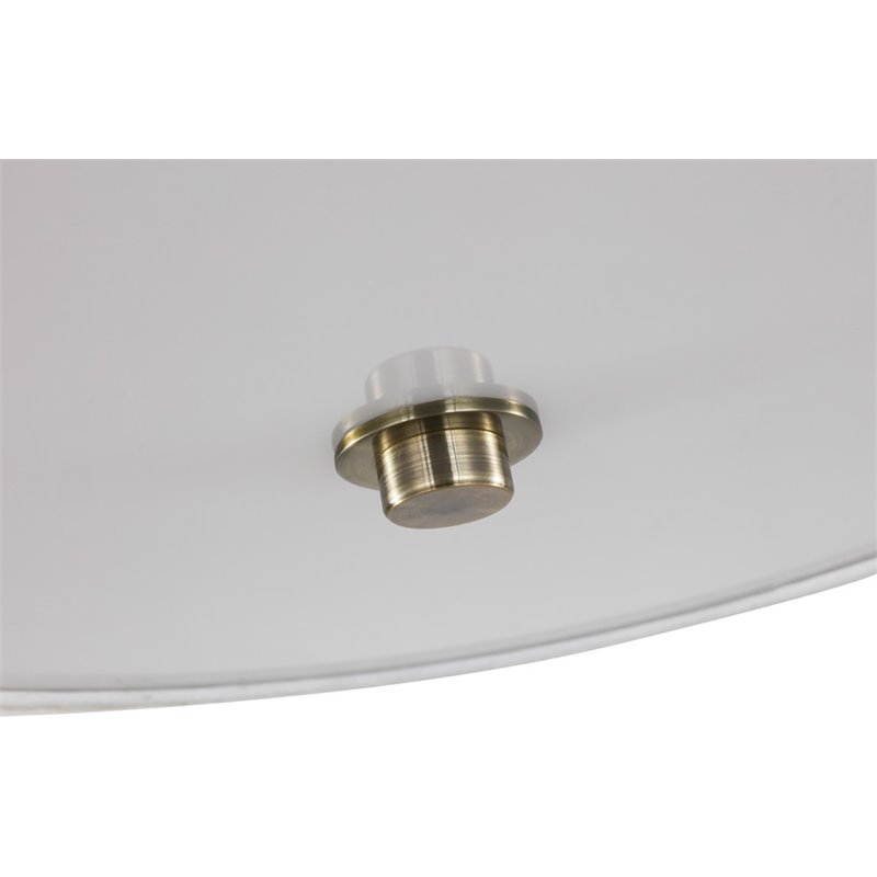 Woodbridge Lighting Drum 3-Light Fabric & Steel Semi-Flush in Brass/White