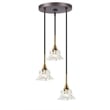 Woodbridge Lighting Christina 3-Light Metal Pendant in Brass/Bronze