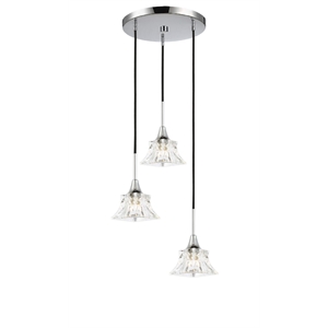 Woodbridge Lighting Christina 3-Light Transitional Metal Steel Pendant in Chrome