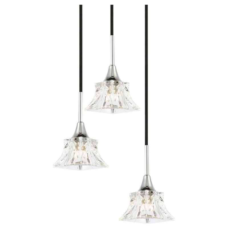 Woodbridge Lighting Christina 3-Light Metal Pendant in Chrome/Bronze