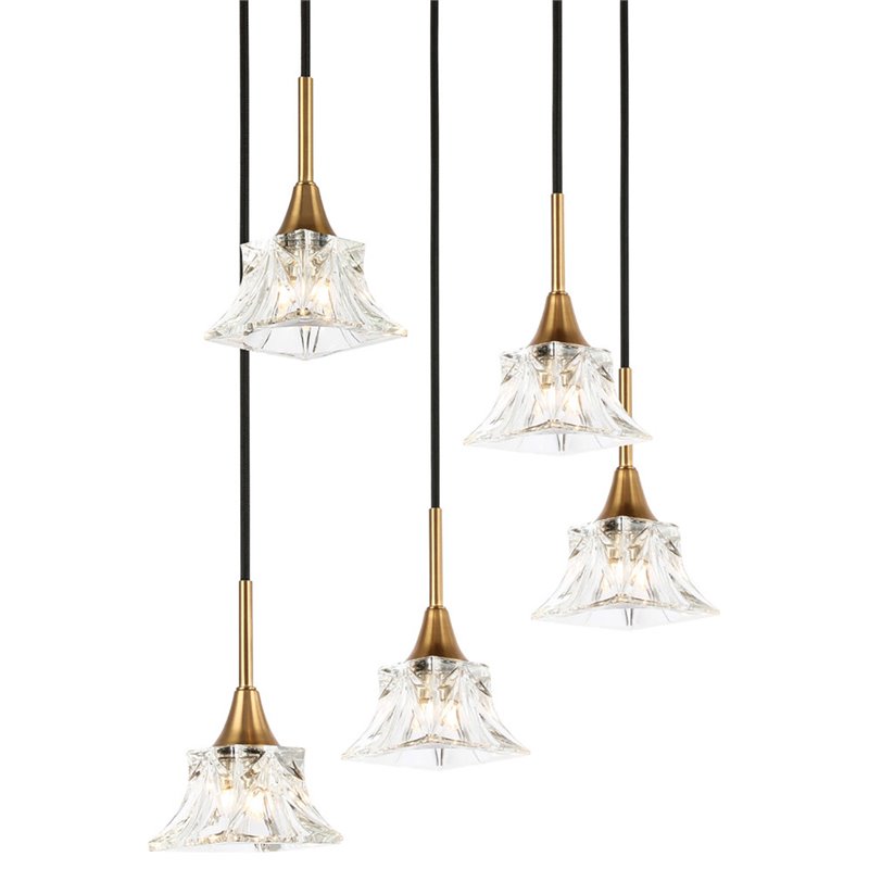 Woodbridge Lighting Christina 5-Light Transitional Metal Steel Pendant in Brass