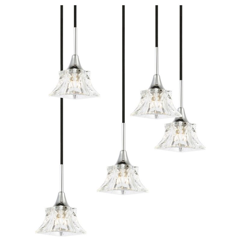 Woodbridge Lighting Christina 5-Light Metal Steel Pendant in Chrome/Bronze