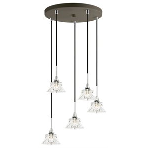 Woodbridge Lighting Christina 5-Light Metal Steel Pendant in Chrome/Bronze
