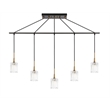 Woodbridge Lighting Regent Park 5-Light Swizzle Glass Linear Pendant in Brass