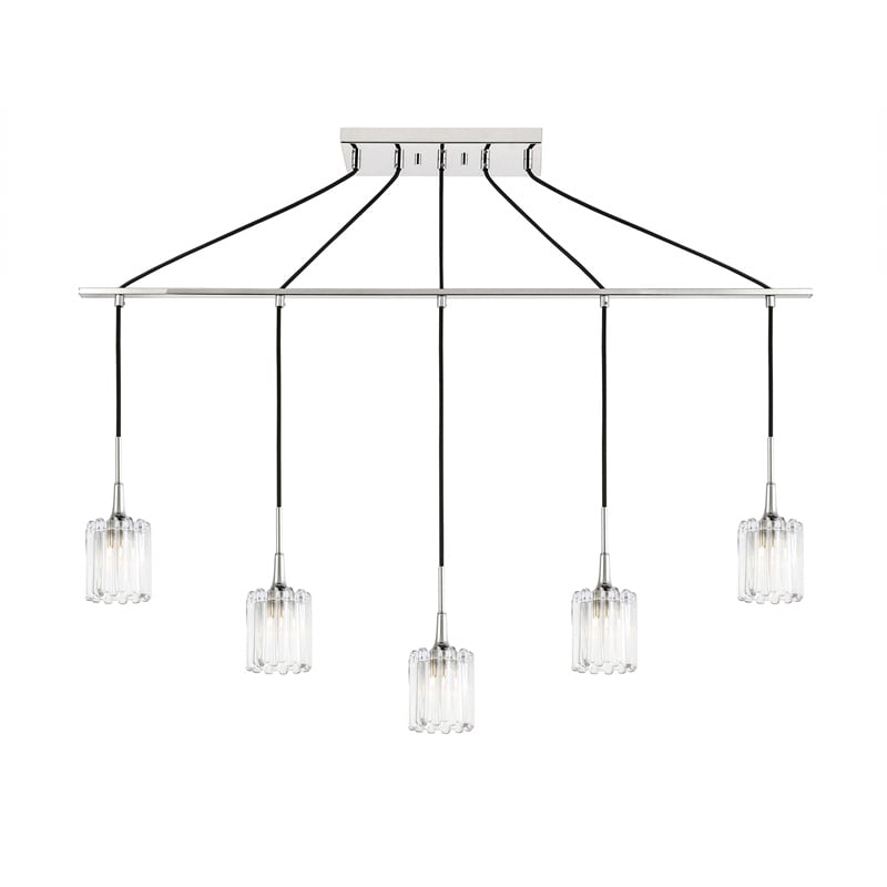 Woodbridge Lighting Regent Park 5-Light Swizzle Glass Linear Pendant in Chrome