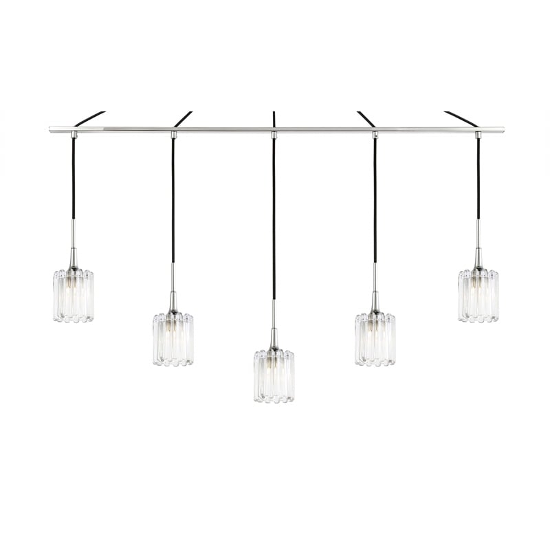 Woodbridge Lighting Regent Park 5-Light Swizzle Glass Linear Pendant in Chrome