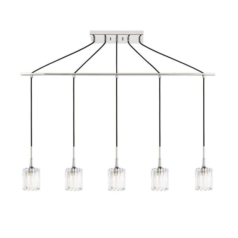 Woodbridge Lighting Regent Park 5-Light Swizzle Glass Linear Pendant in Chrome