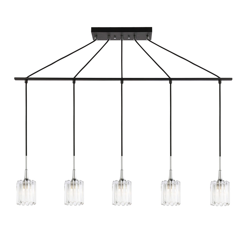 Woodbridge Lighting Regent Park 5-Light Swizzle Glass Linear Pendant in Bronze