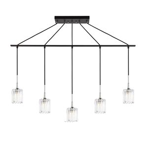 Woodbridge Lighting Regent Park 5-Light Swizzle Glass Linear Pendant in Bronze