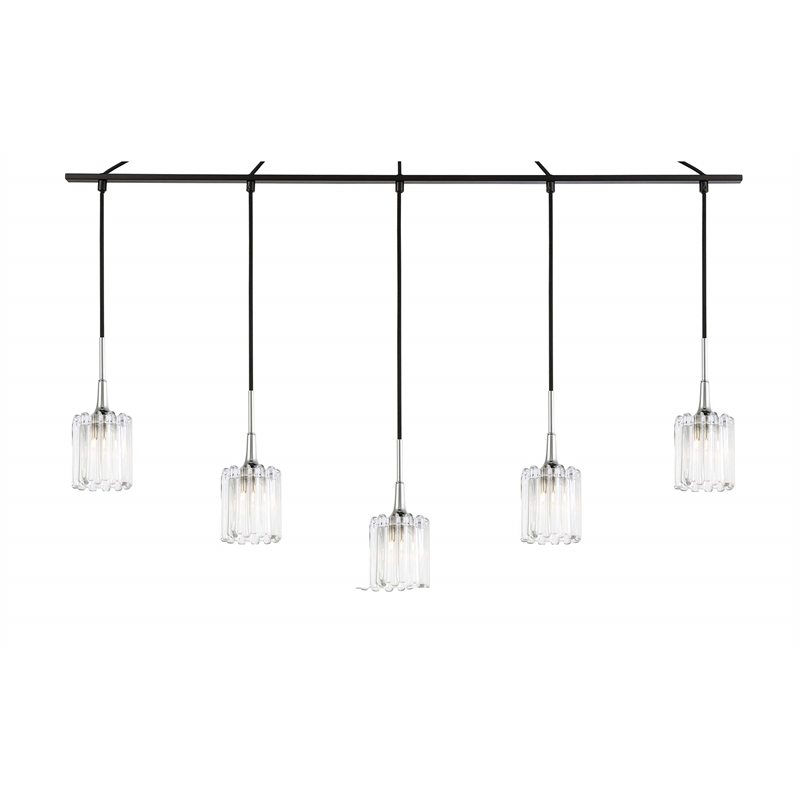 Woodbridge Lighting Regent Park 5-Light Swizzle Glass Linear Pendant in Bronze