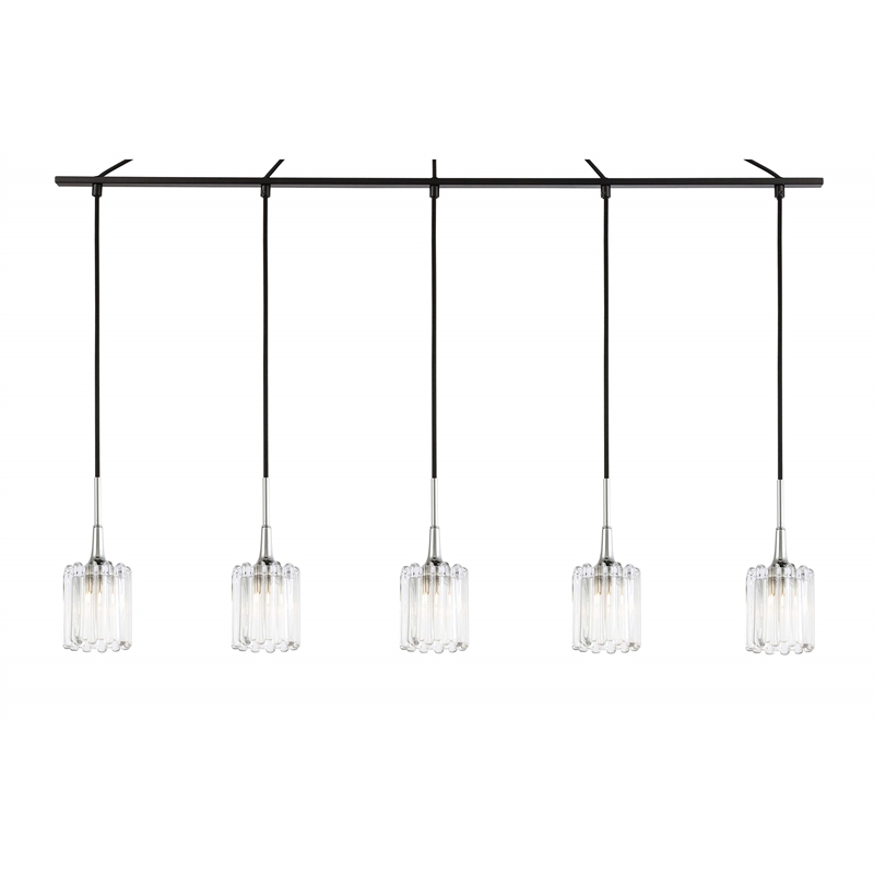 Woodbridge Lighting Regent Park 5-Light Swizzle Glass Linear Pendant in Bronze