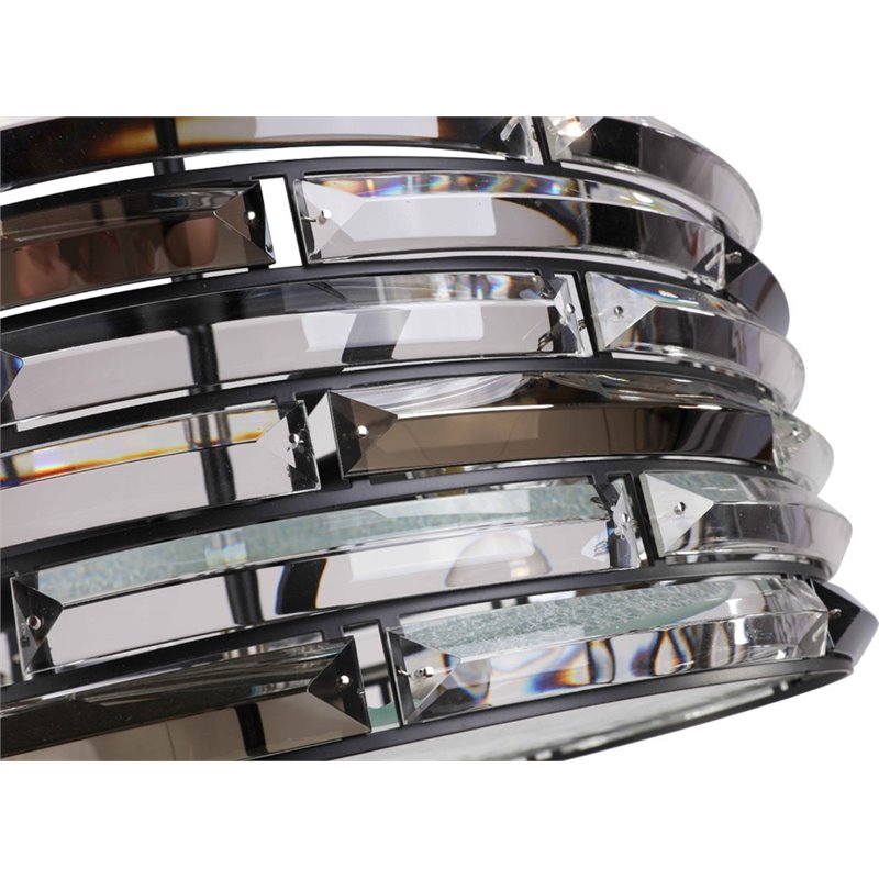 Woodbridge Lighting Lana 4-Light Crystal Accent Drum Metal Pendant in Black