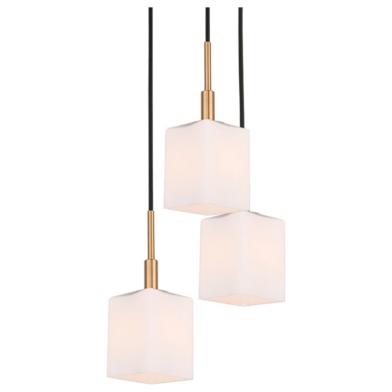Woodbridge Lighting Langston 5-Light Metal Steel Cluster Pendant in Brass