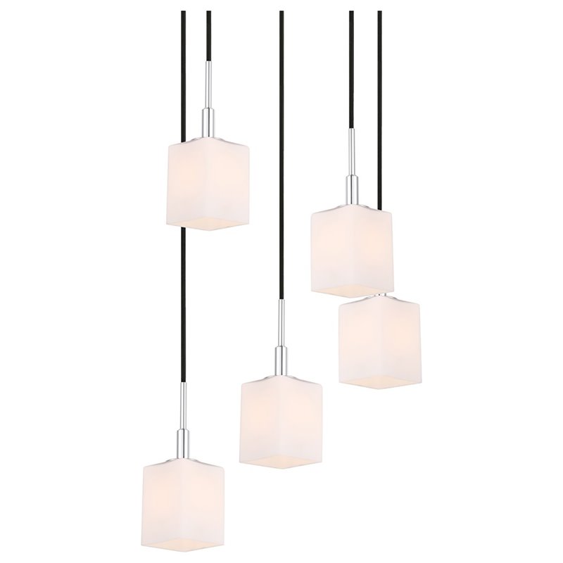 Woodbridge Lighting Langston 5-Light Metal Steel Cluster Pendant in Chrome
