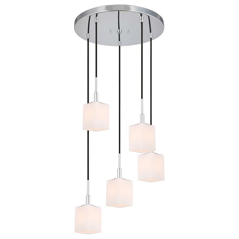 Woodbridge Lighting Langston 5-Light Metal Steel Cluster Pendant in Chrome