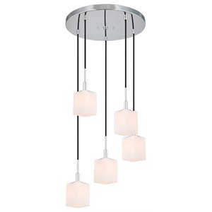 Woodbridge Lighting Langston 5-Light Metal Steel Cluster Pendant in Chrome