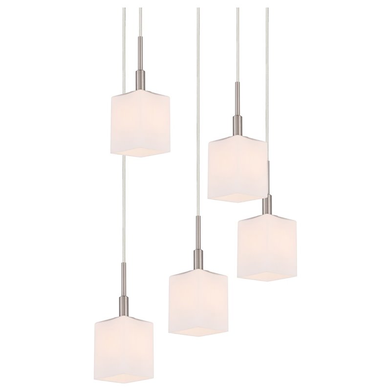 Woodbridge Lighting Langston 5-Light Metal Steel Cluster Pendant in Satin Nickel