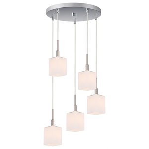 Woodbridge Lighting Langston 5-Light Metal Steel Cluster Pendant in Satin Nickel