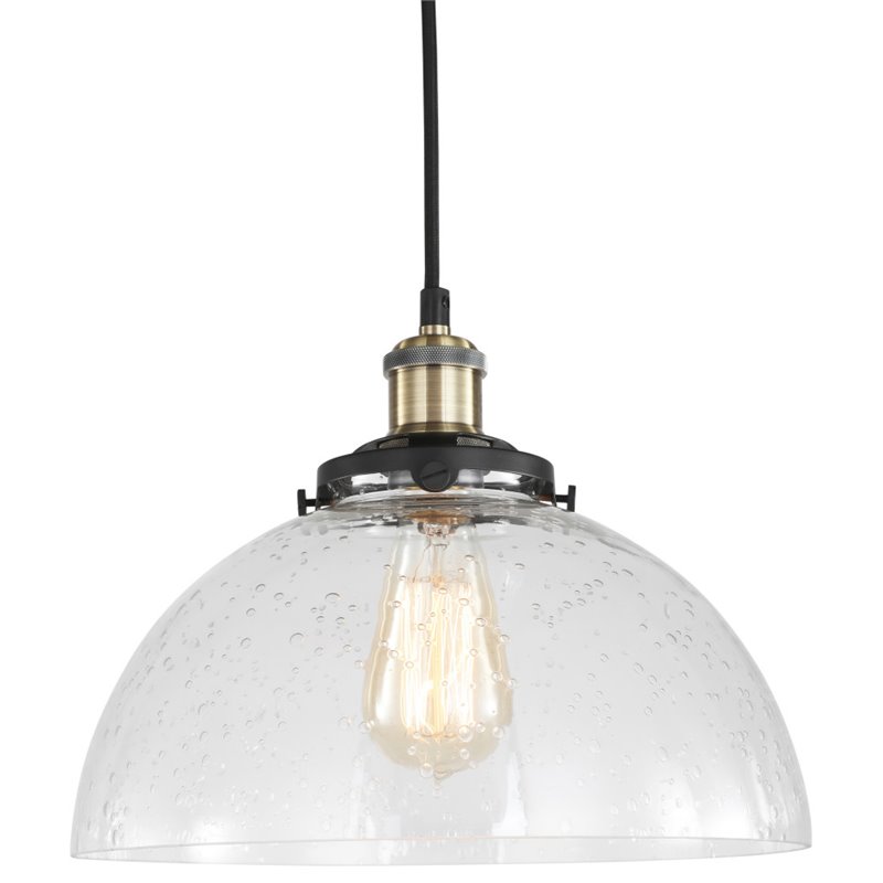 Woodbridge Lighting Fulton Dome Metal Mini Pendant with ST65 Bulb in Brass/Clear
