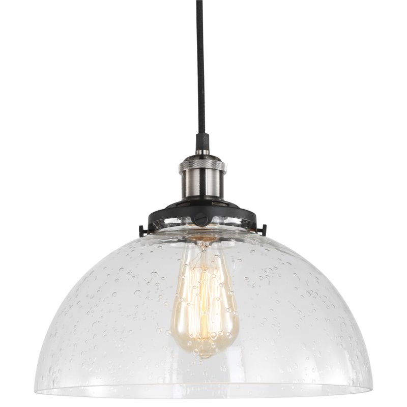 Woodbridge Lighting Fulton Dome Metal Mini Pendant in Antique Nickel/Clear