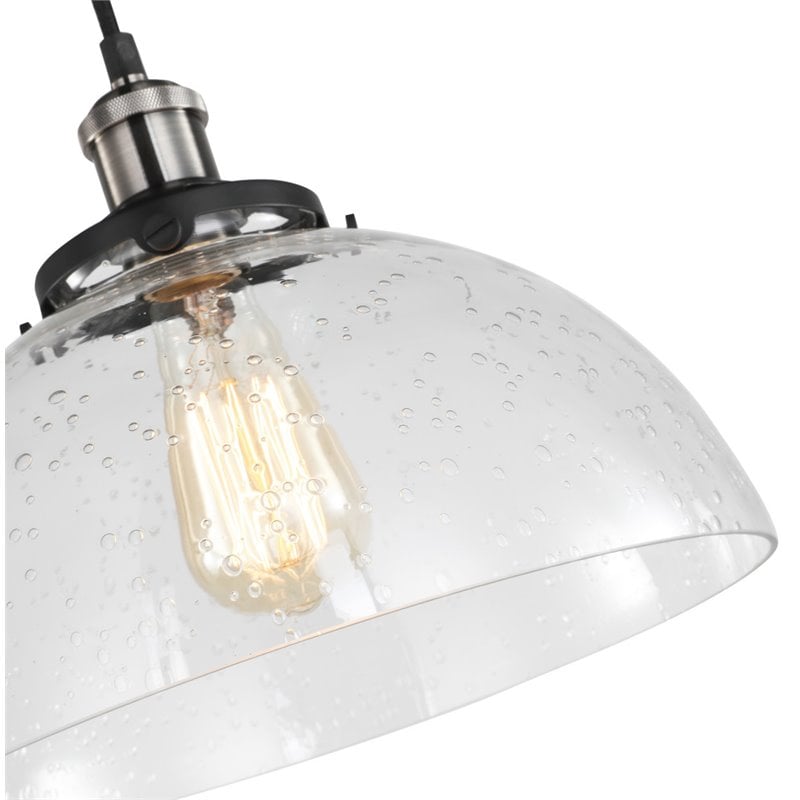 Woodbridge Lighting Fulton Dome Metal Mini Pendant in Antique Nickel/Clear
