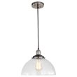 Woodbridge Lighting Fulton Dome Metal Mini Pendant in Antique Nickel/Clear