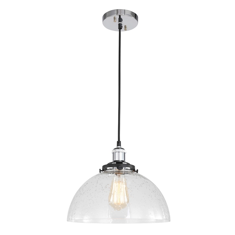 Woodbridge Lighting Fulton Dome Metal Mini Pendant w/ ST64 Bulb in Chrome/Clear